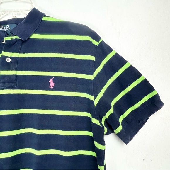 Polo Ralph Lauren’s | men’s blue and green striped polo shirt collared XL - Picture 4 of 15